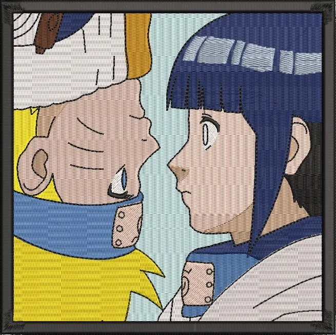 Alternative view of  Naruto and Hinata Face to Face Embroidery Style 