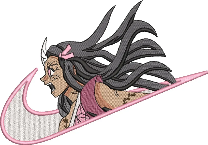 Alternative view of  Nezuko Kamado with Pink Nike Swoosh 
