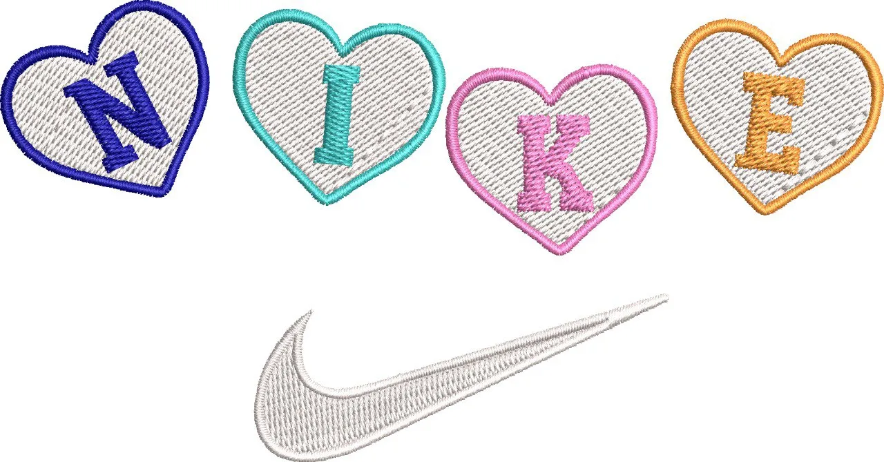 Alternative view of  Nike Letters in Heart Patches with Swoosh 