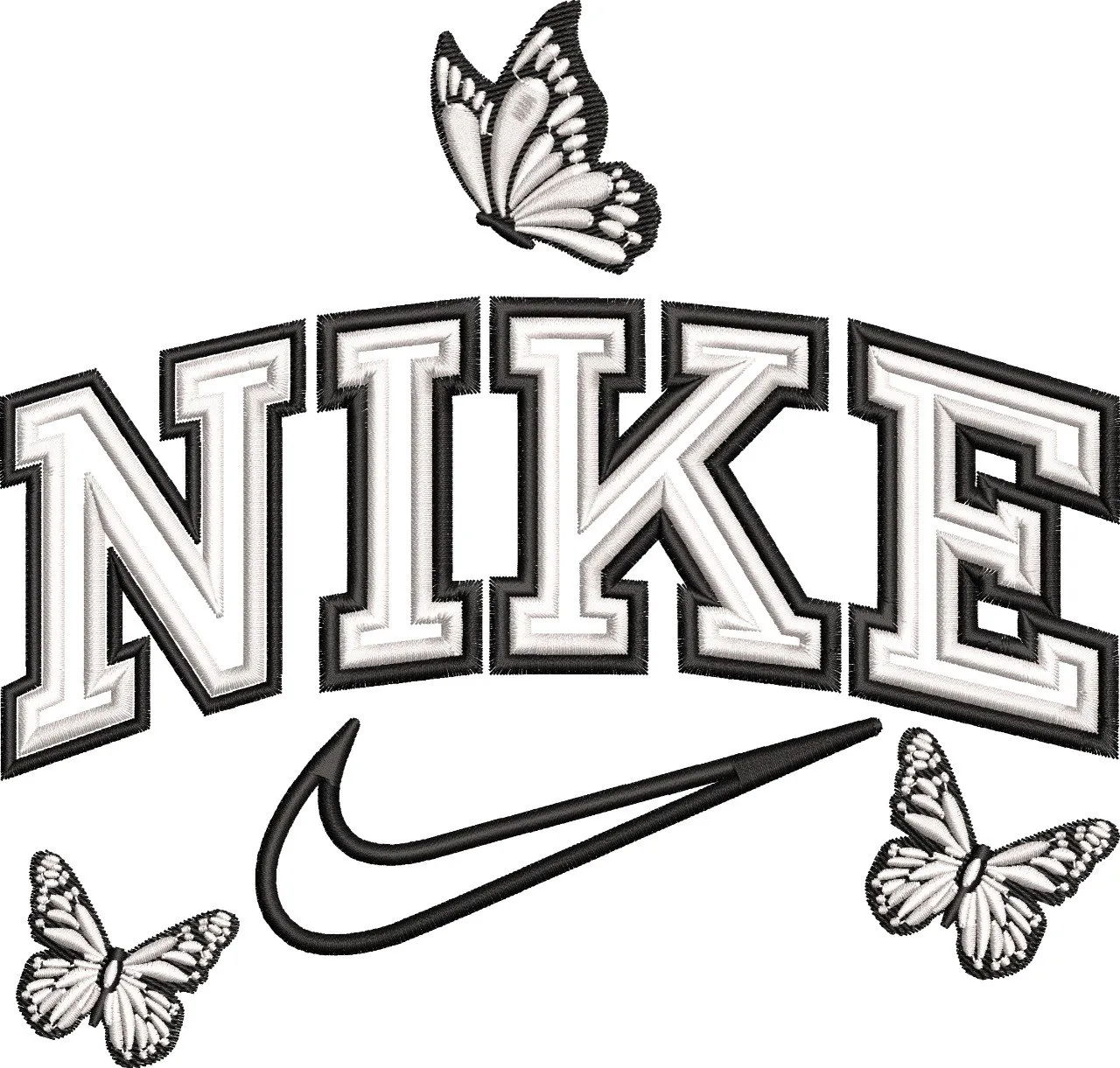 Alternative view of  Nike Logo with Butterflies Embroidery 
