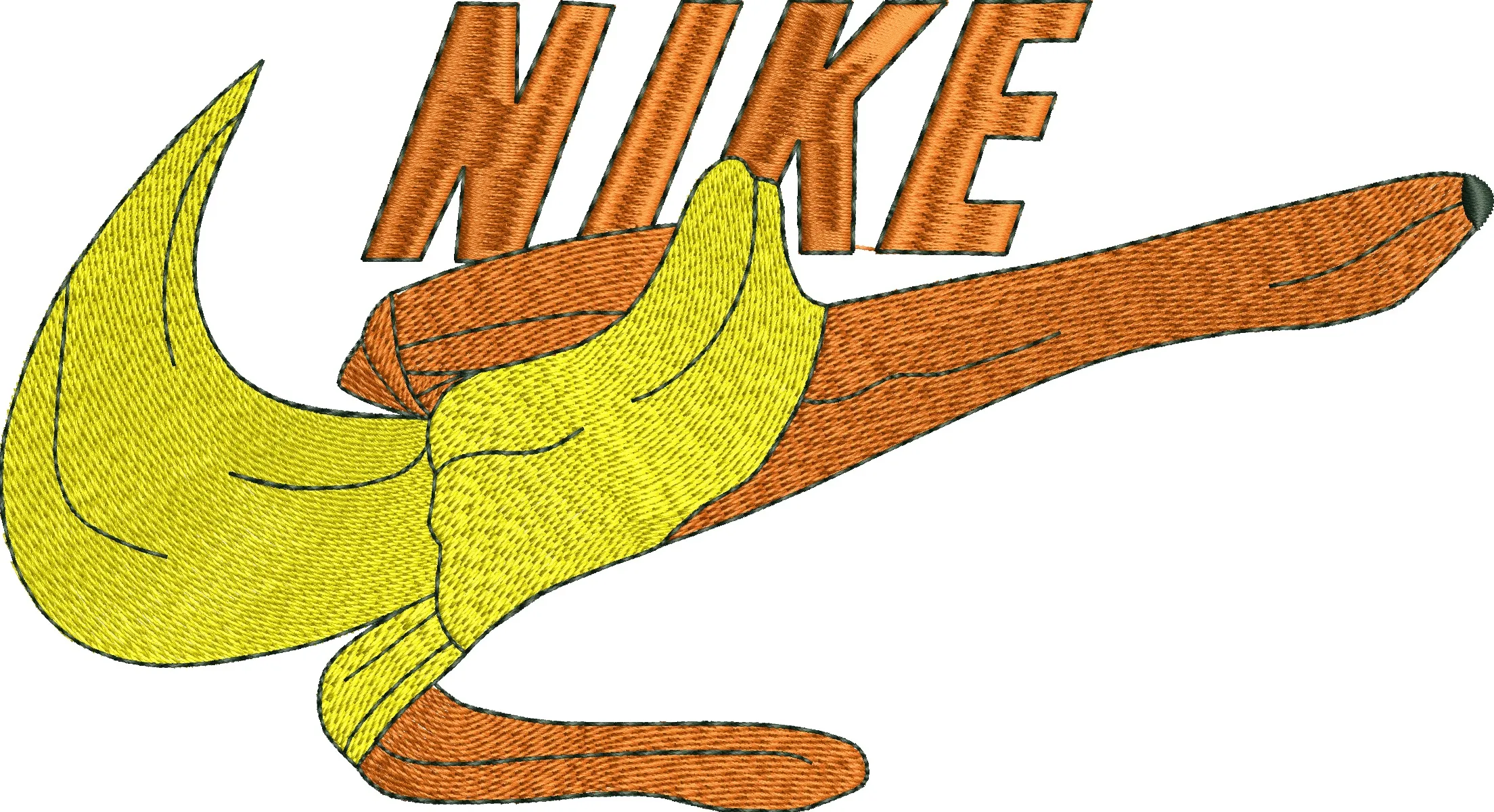 Alternative view of  Nike Logo with Cartoon Banana Horns 