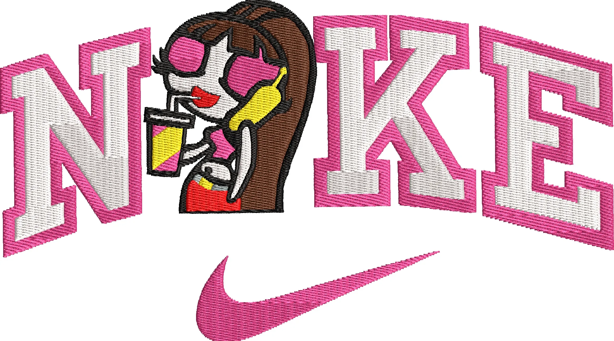 Alternative view of  Nike Logo with Cartoon Girl Drinking 
