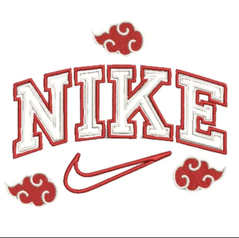 Alternative view of  Nike Logo with Naruto Akatsuki Clouds 