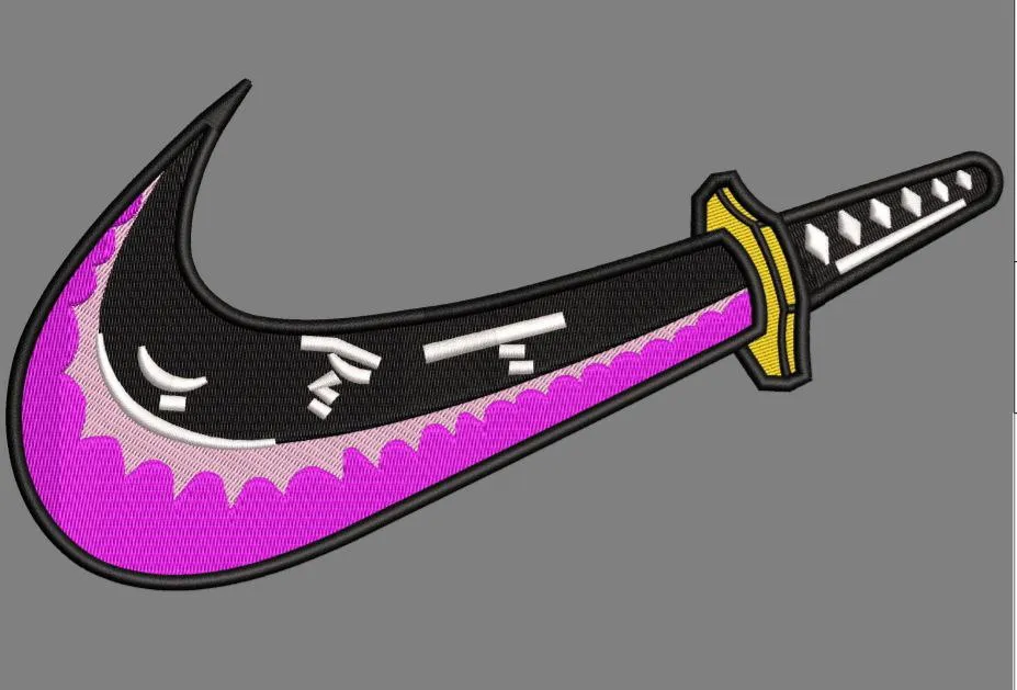 Alternative view of  Nike Swoosh Shaped Katana Sword Embroidery 