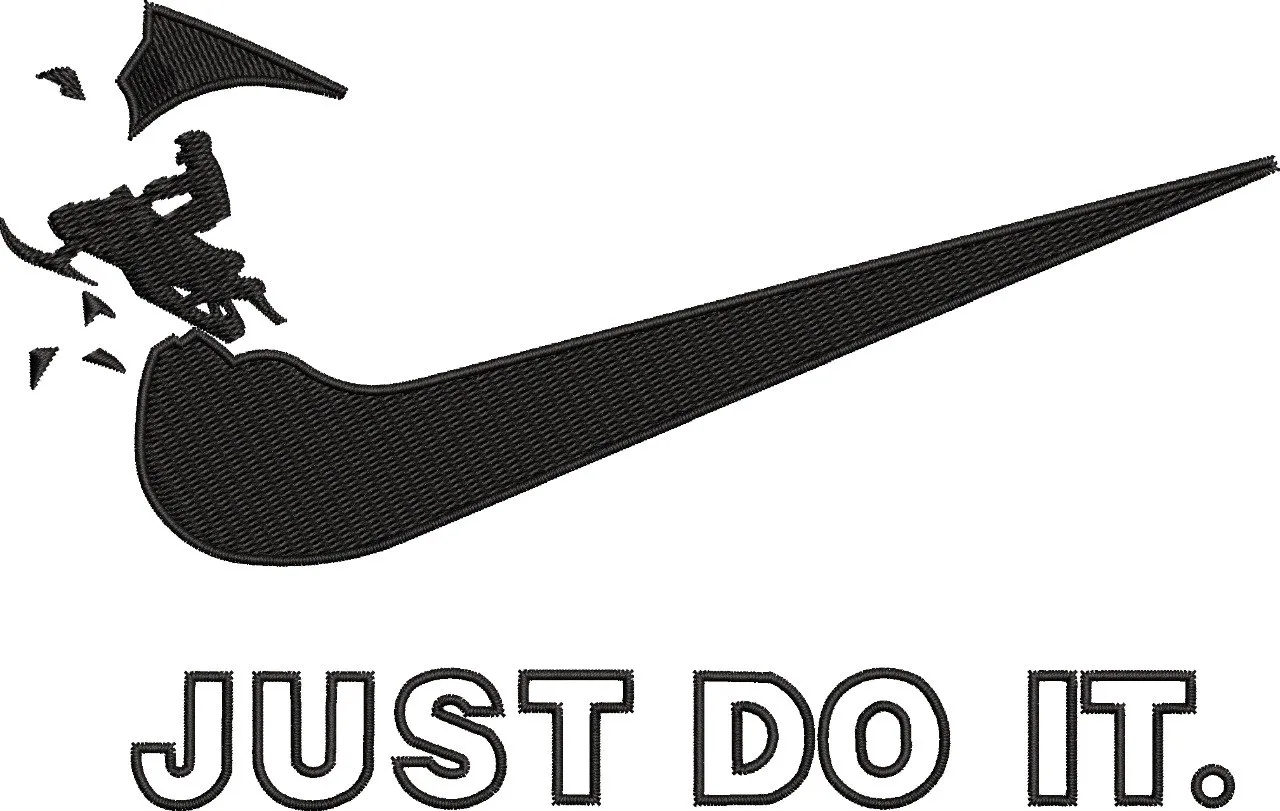 Alternative view of  Nike Swoosh with Bull Rider and Just Do It Text 
