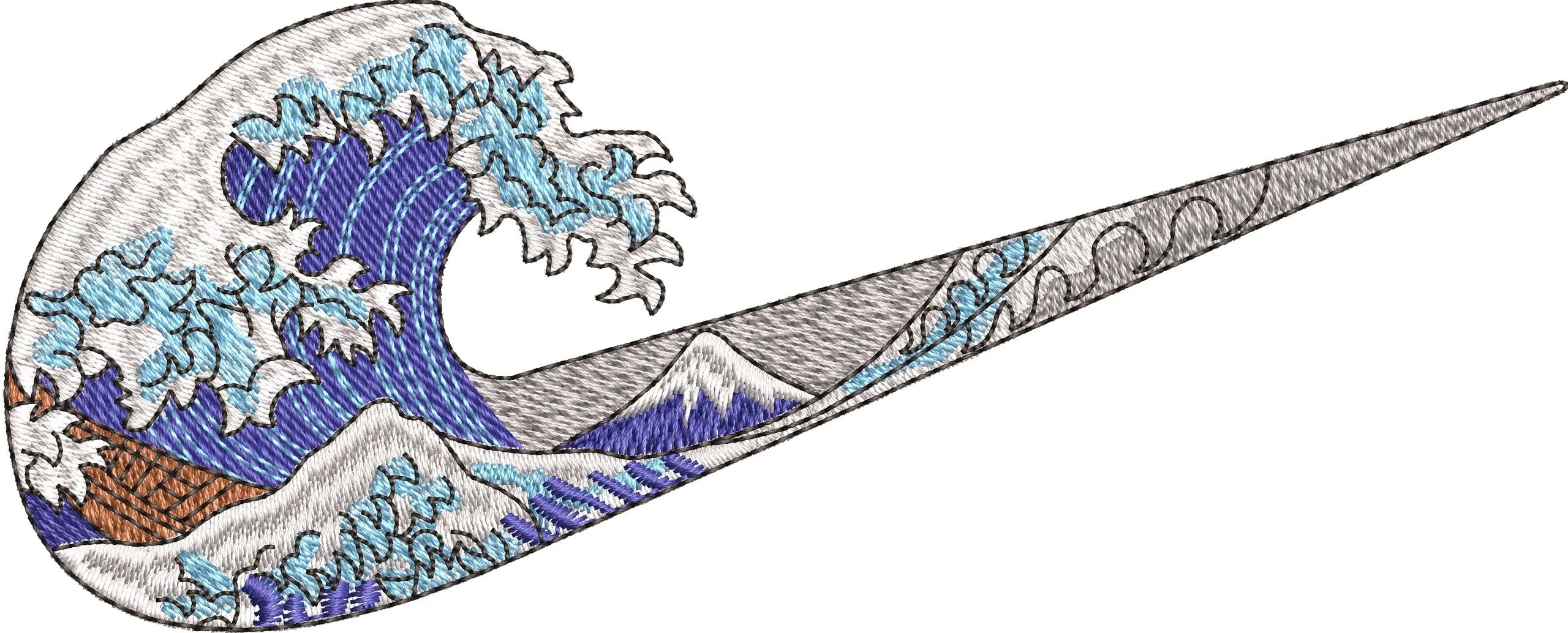 Alternative view of  Nike Swoosh with Great Wave Art 