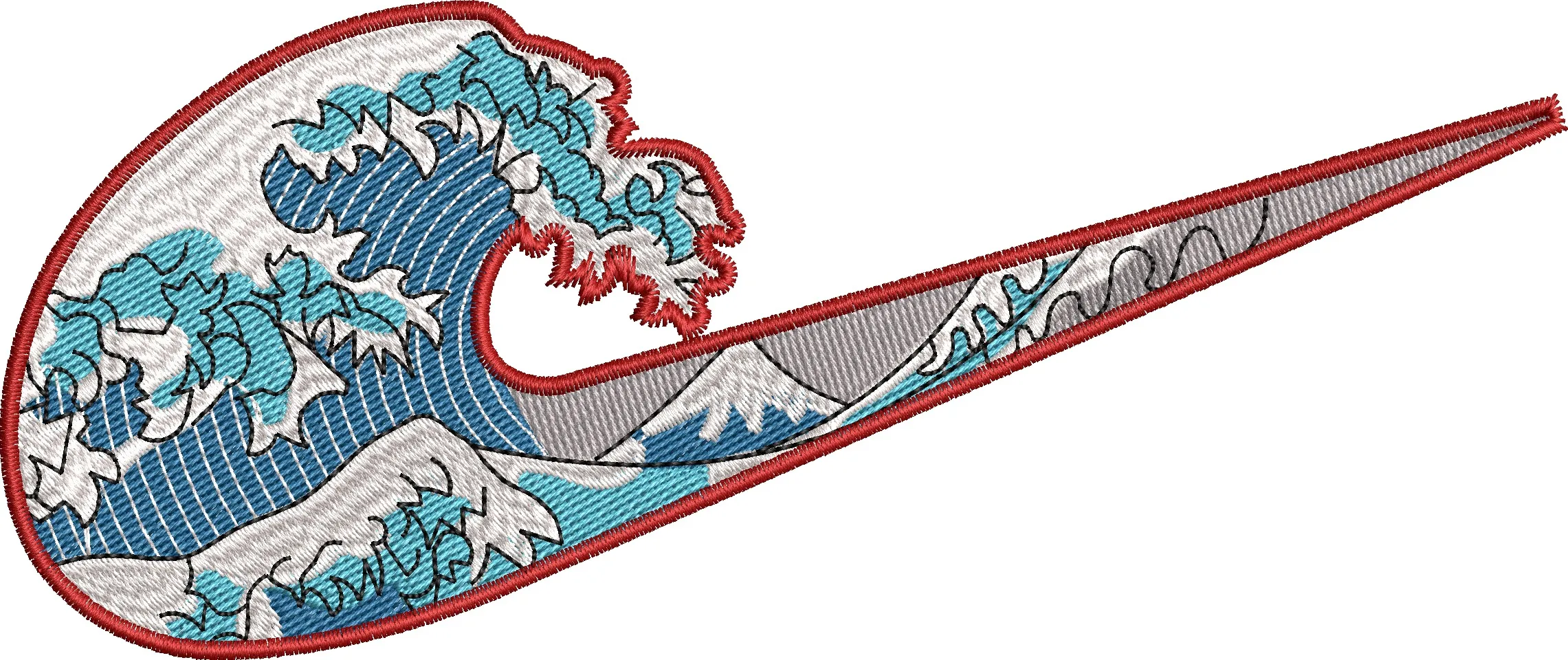 Alternative view of  Nike Swoosh with Great Wave and Mount Fuji 