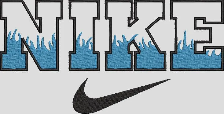 Alternative view of  Nike Text with Blue Flames 