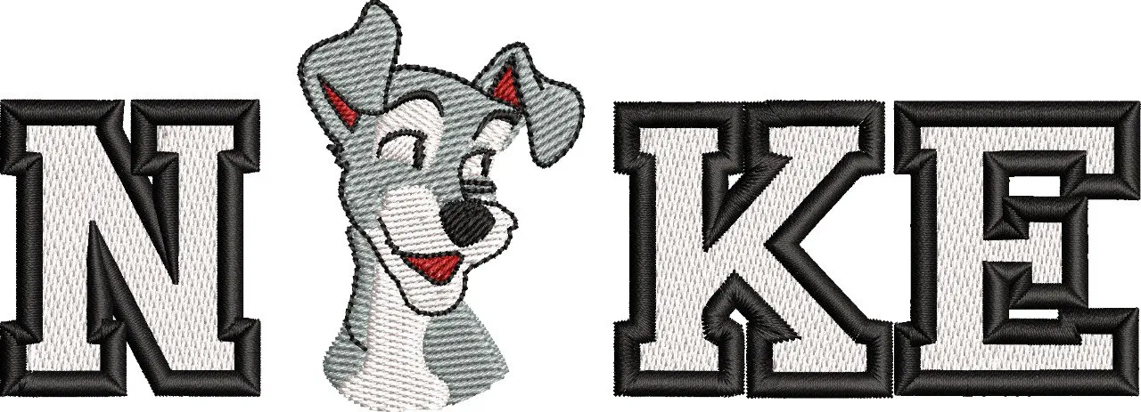 Alternative view of  Nike Text with Cartoon Dog Head 