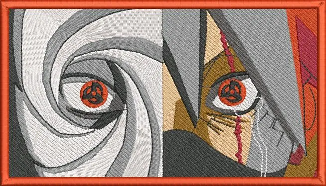 Alternative view of  Obito and Kakashi Mangekyou Sharingan Embroidery 