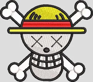 Alternative view of  One Piece Jolly Roger Skull with Crossbones and Straw Hat 