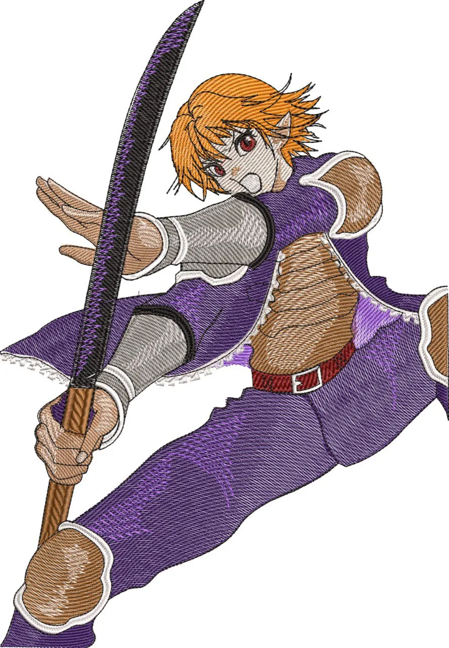 Alternative view of  Orange Haired Warrior with Sword Embroidery 