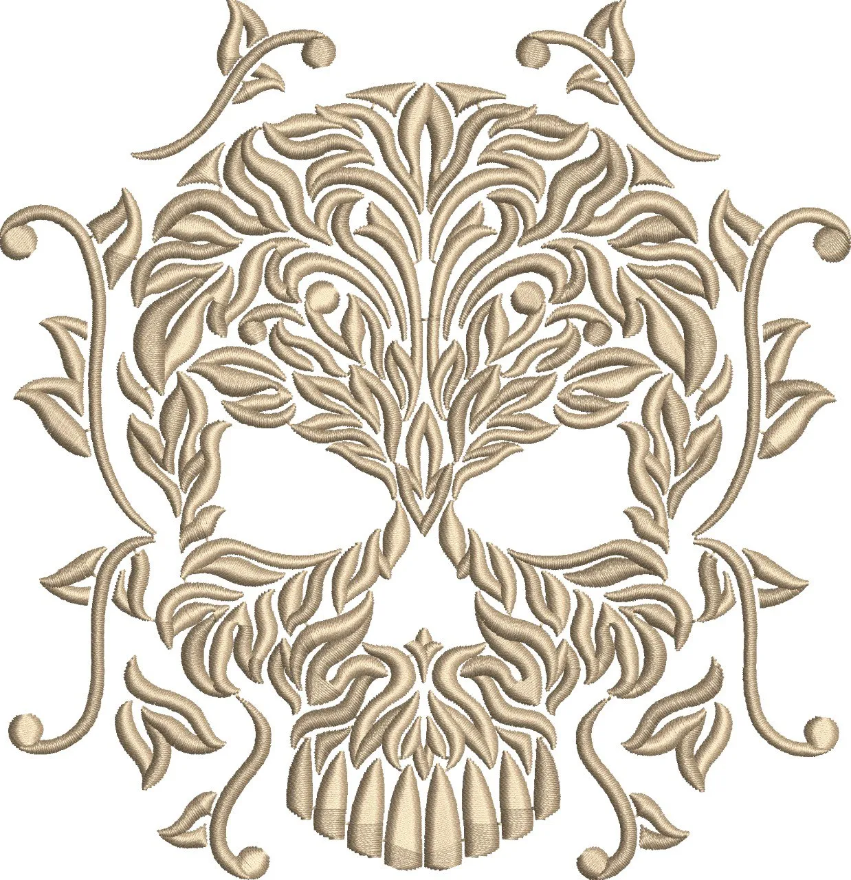 Alternative view of  Ornate Leaf Skull Embroidery 
