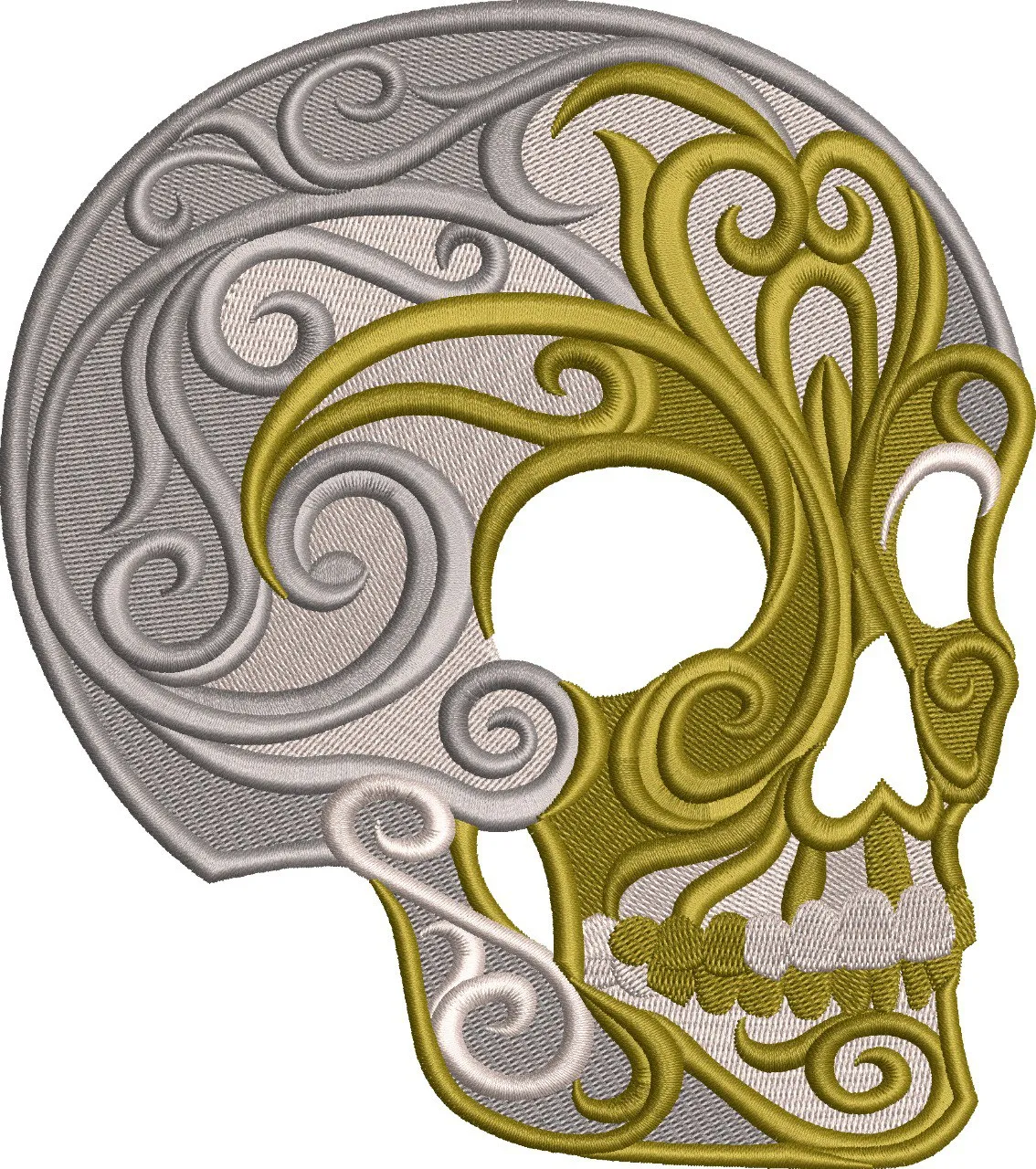 Alternative view of  Ornate Skull with Swirling Patterns 