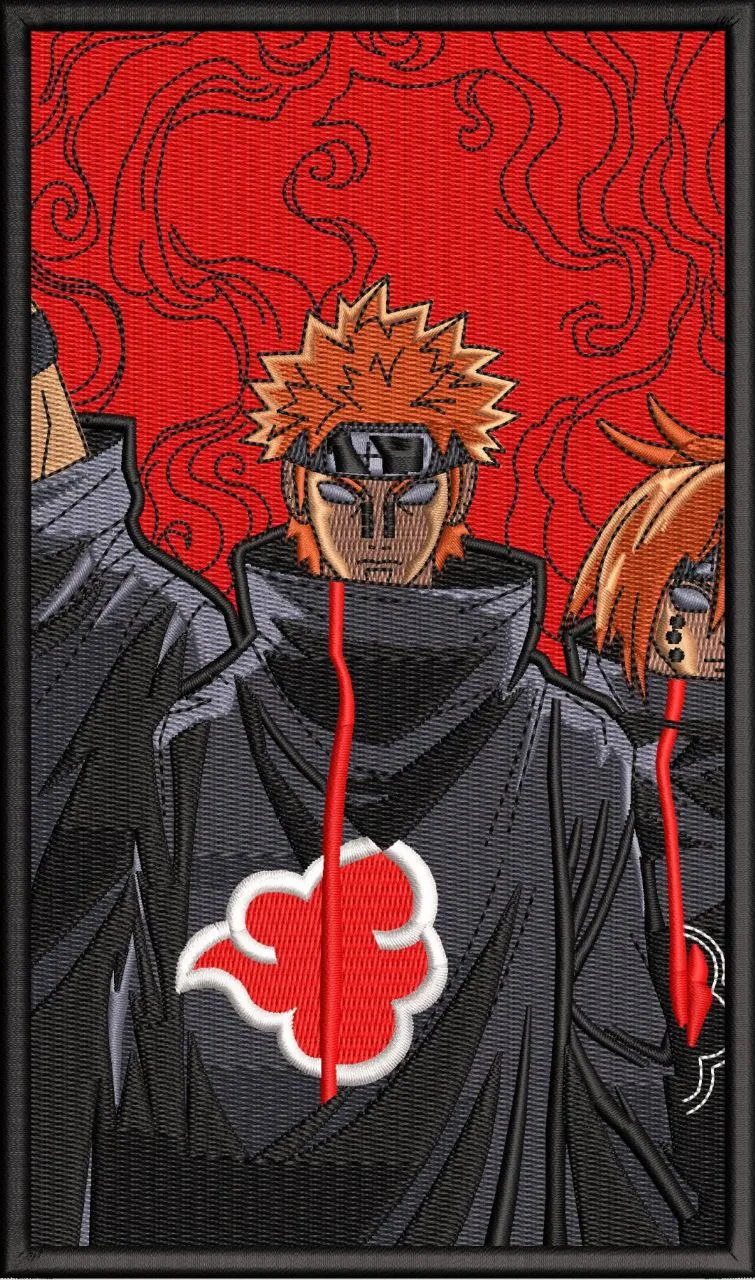 Alternative view of  Pain and Akatsuki from Naruto Embroidery Patch 