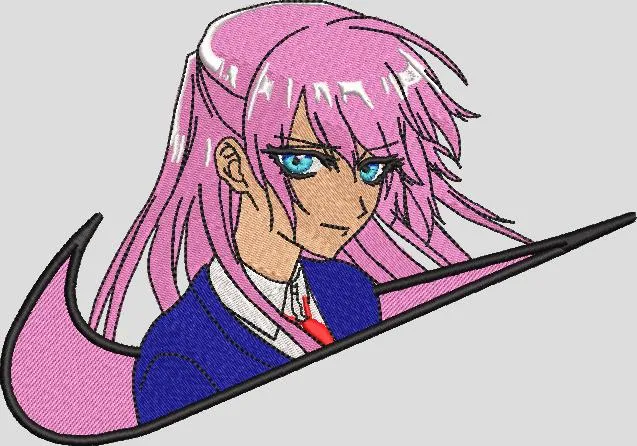 Alternative view of  Pink Haired Anime Girl in Nike Style Logo 