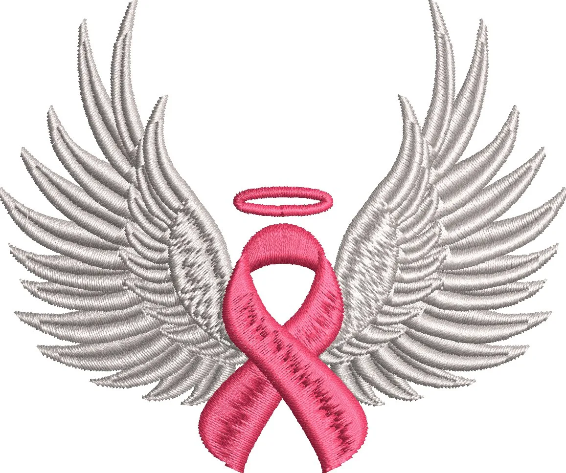 Alternative view of  Pink Ribbon Angel Wings Embroidery 