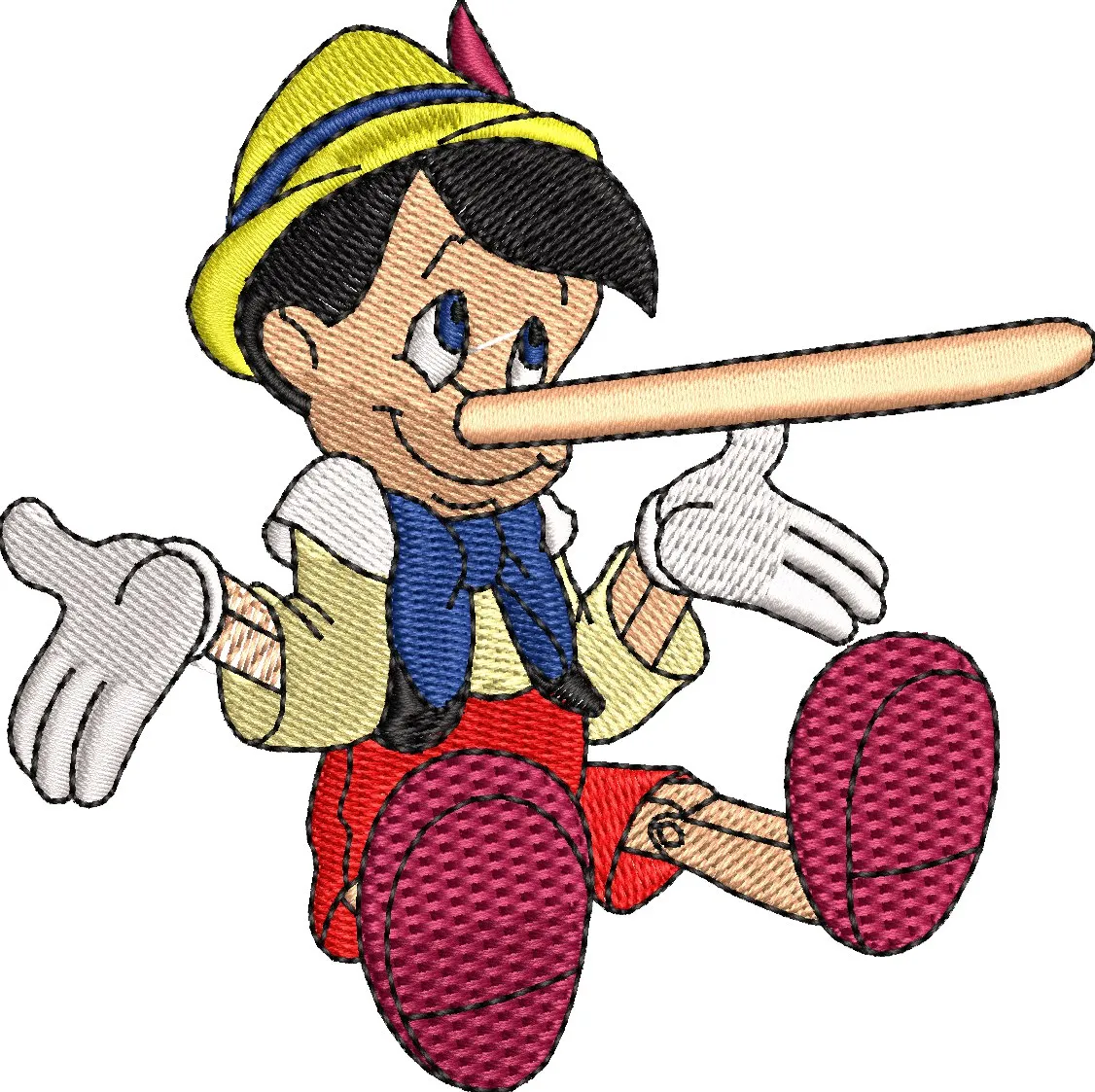 Alternative view of  Pinocchio with Long Nose Embroidery 