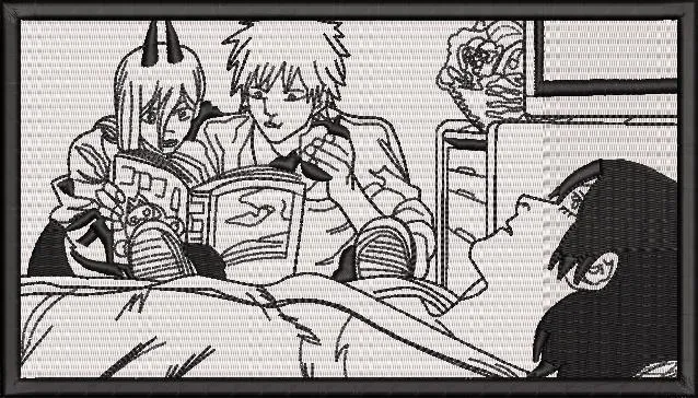 Alternative view of  Power Denji and Aki Hospital Scene Embroidery 