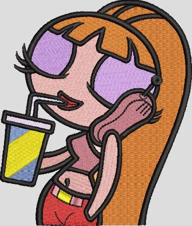 Alternative view of  Powerpuff Girl Blossom Talking on Phone with Drink 