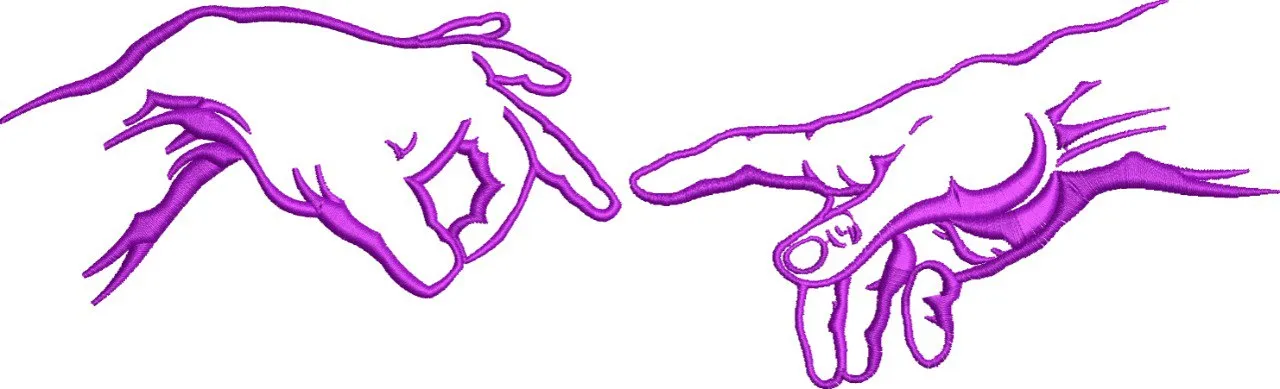 Alternative view of  Purple Hands Gesture Embroidery 