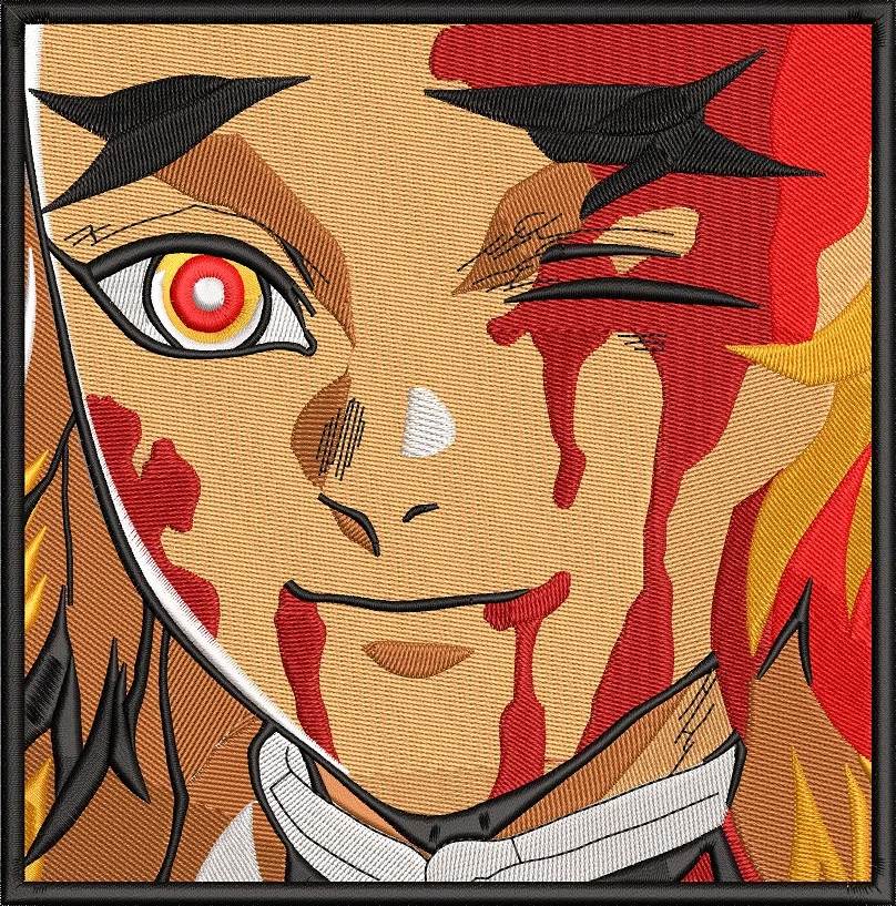 Alternative view of  Rengoku Smiling with Injuries Embroidery Style 