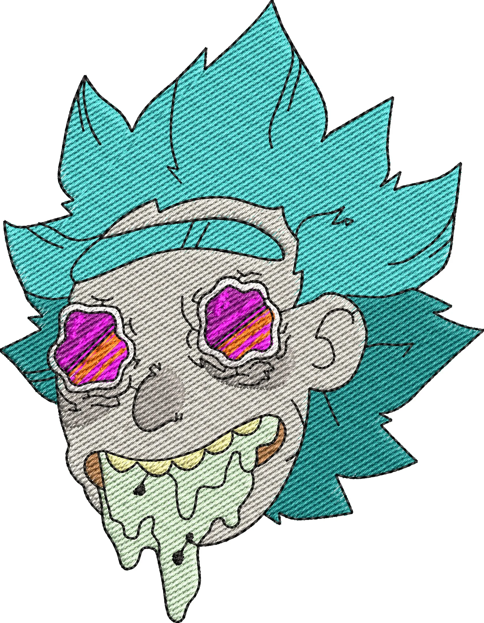 Alternative view of  Rick Sanchez Trippy Melting Embroidery 