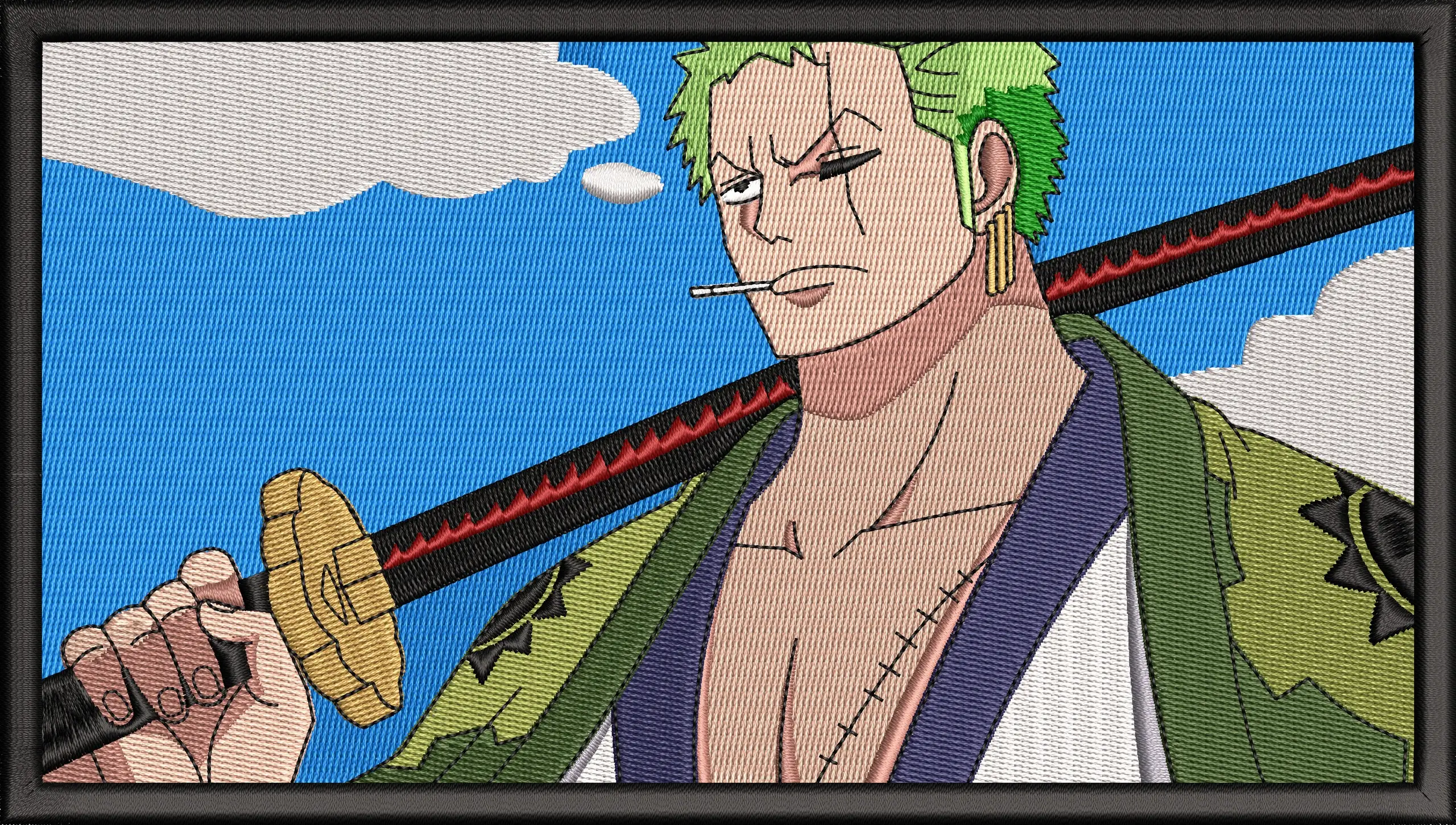 Alternative view of  Roronoa Zoro with Katana Embroidery Art 