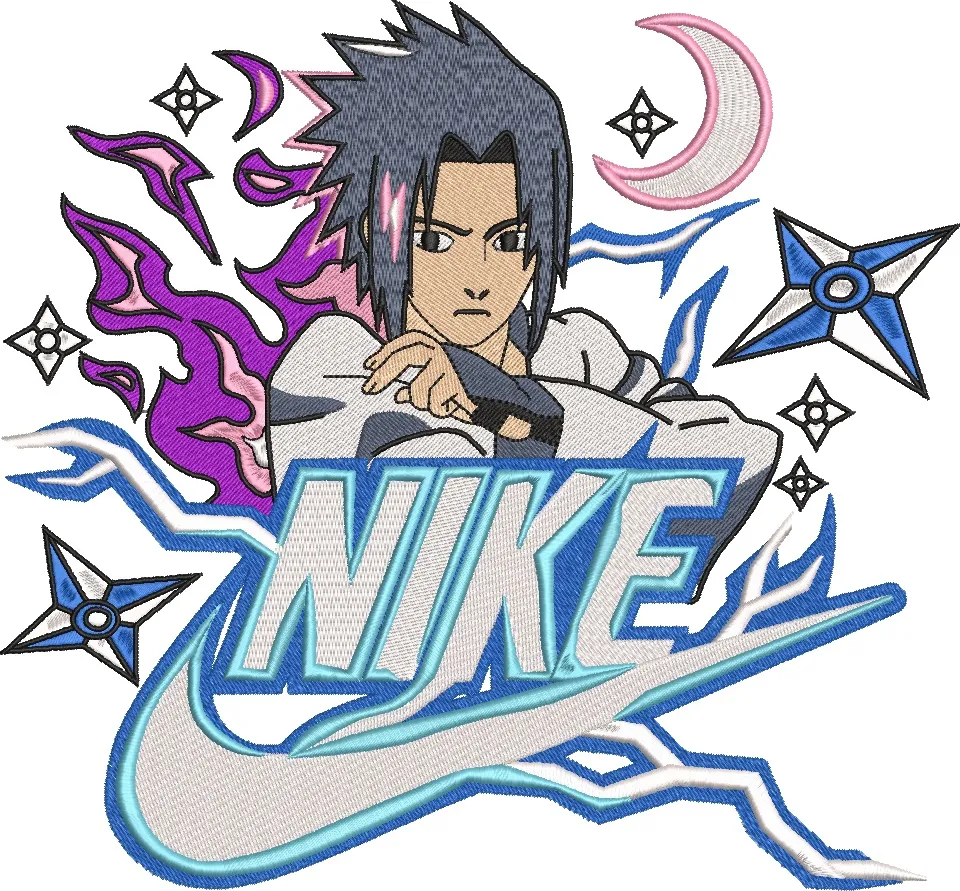 Alternative view of  Sasuke Uchiha with Nike Logo and Shuriken 