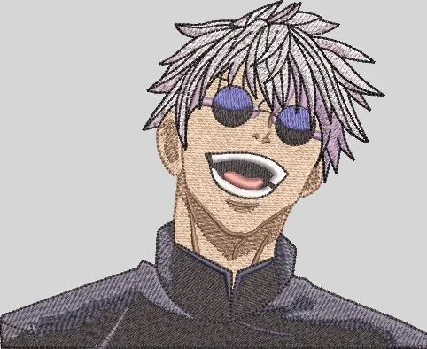 Alternative view of  Satoru Gojo Laughing Embroidered Portrait 