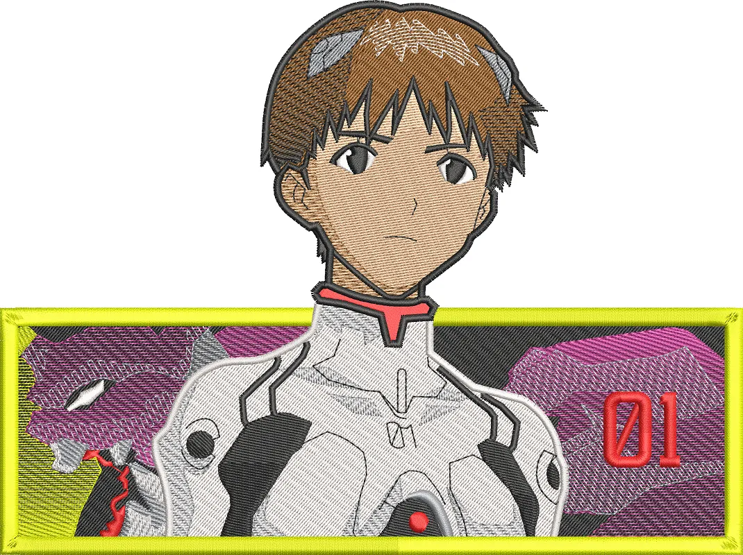 Alternative view of  Shinji Ikari with Evangelion Unit 01 Embroidery Patch 