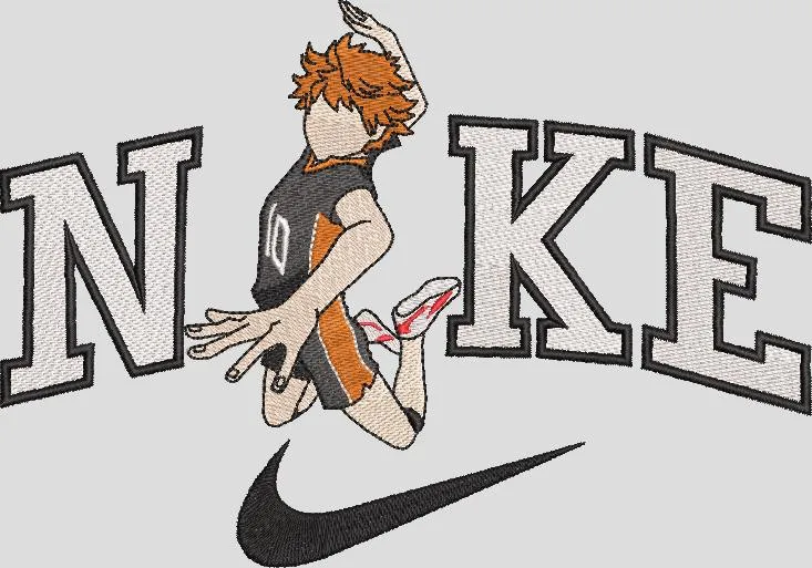Alternative view of  Shoyo Hinata Jumping with Nike Logo 