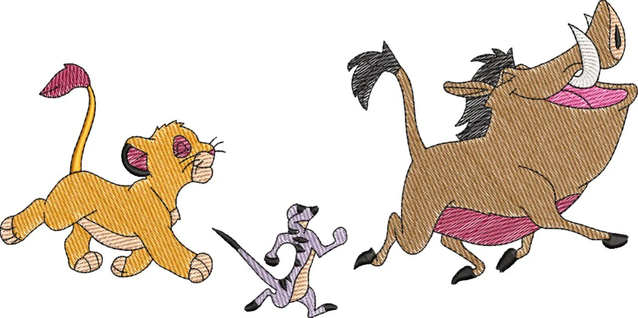Alternative view of  Simba Timon and Pumbaa Walking 