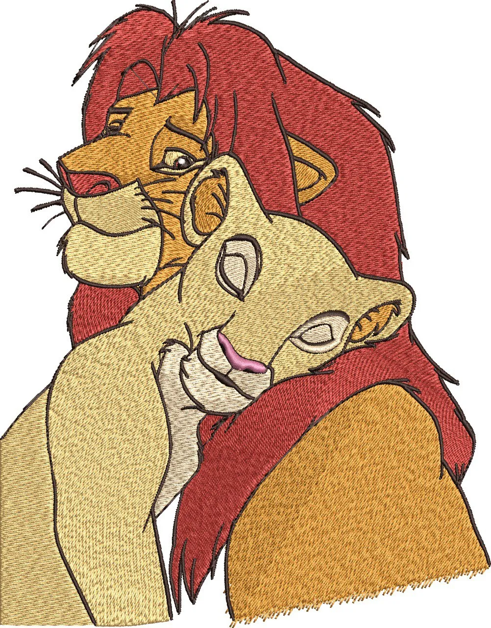 Alternative view of  Simba and Nala Lion King Embroidery 