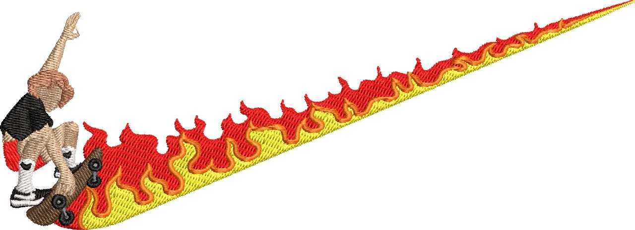 Alternative view of  Skater with Flaming Trail Swoosh 