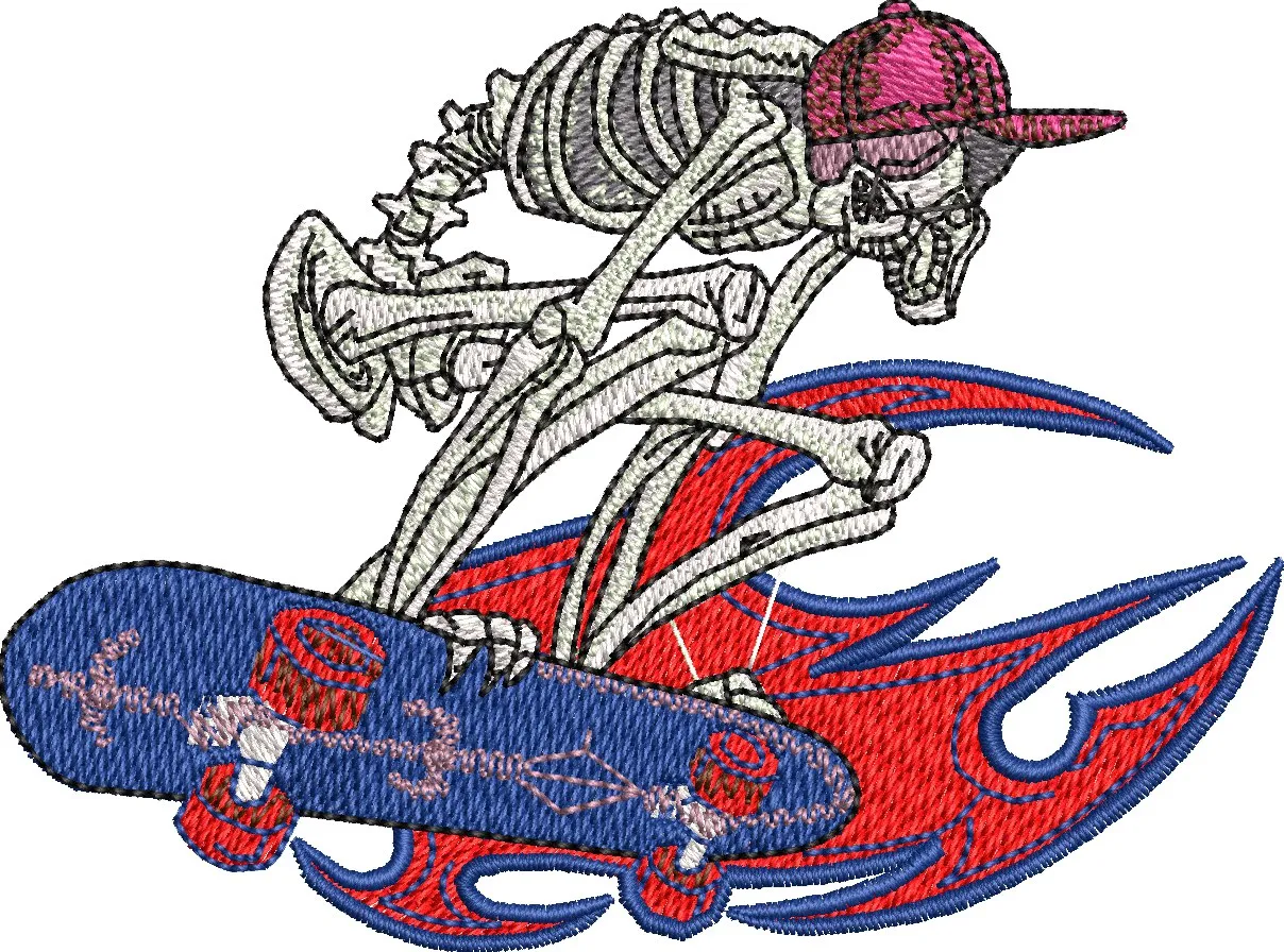Alternative view of  Skeleton Skateboarder with Flames 