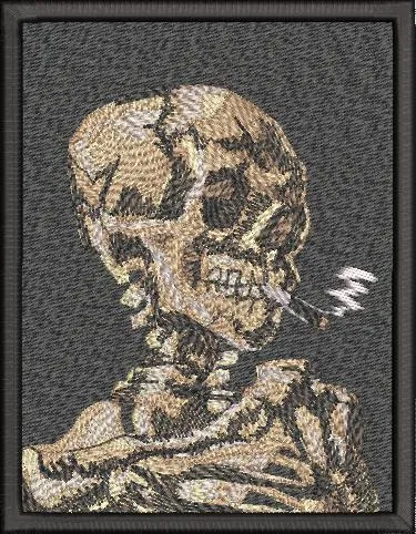 Alternative view of  Skeleton Smoking Embroidery 