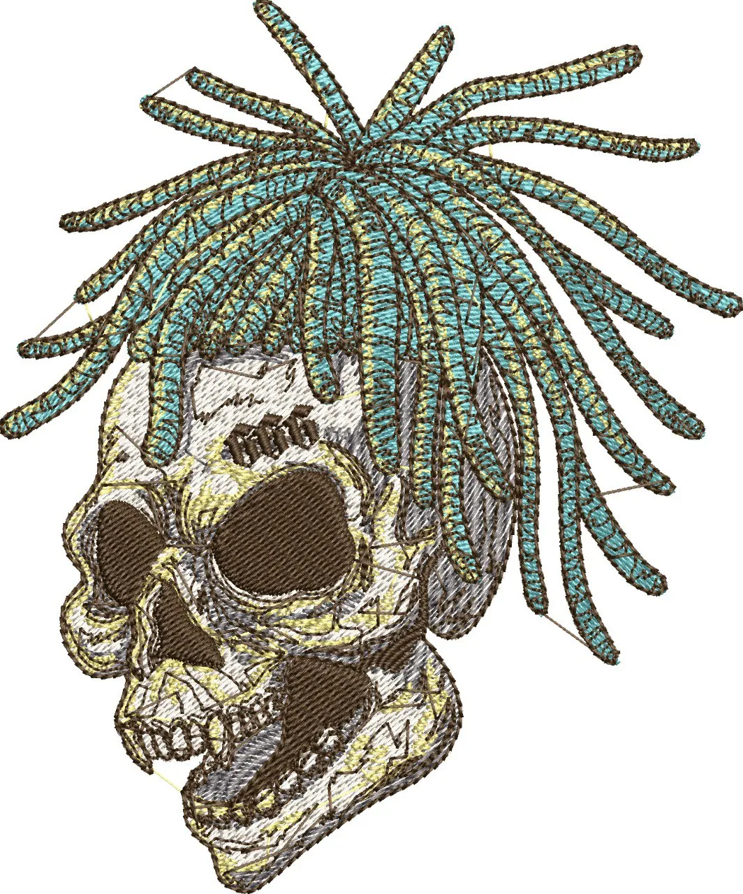 Alternative view of  Skull with Dreadlocks Embroidery 