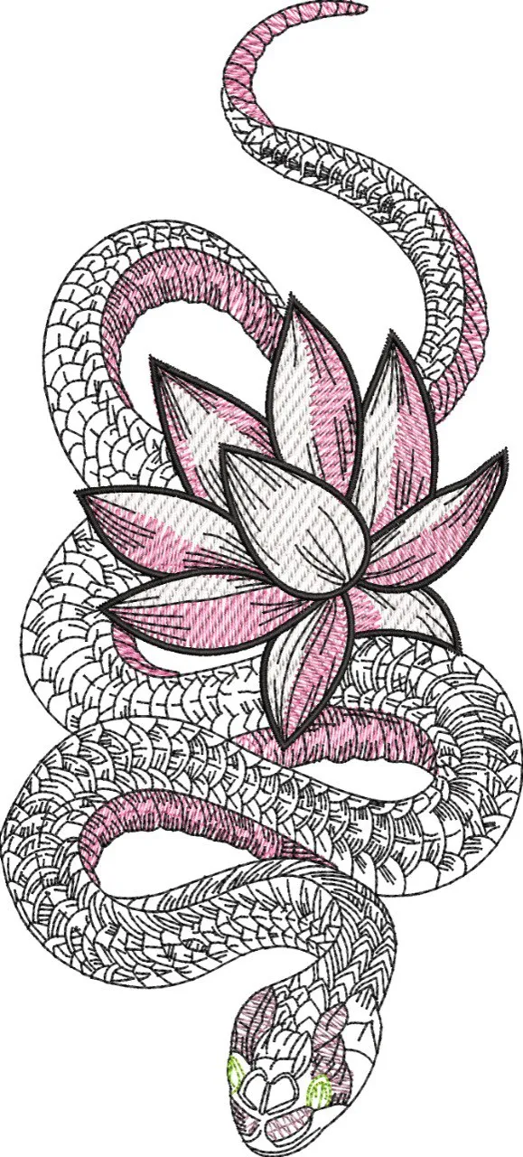 Alternative view of  Snake Wrapped Around Lotus Flower 