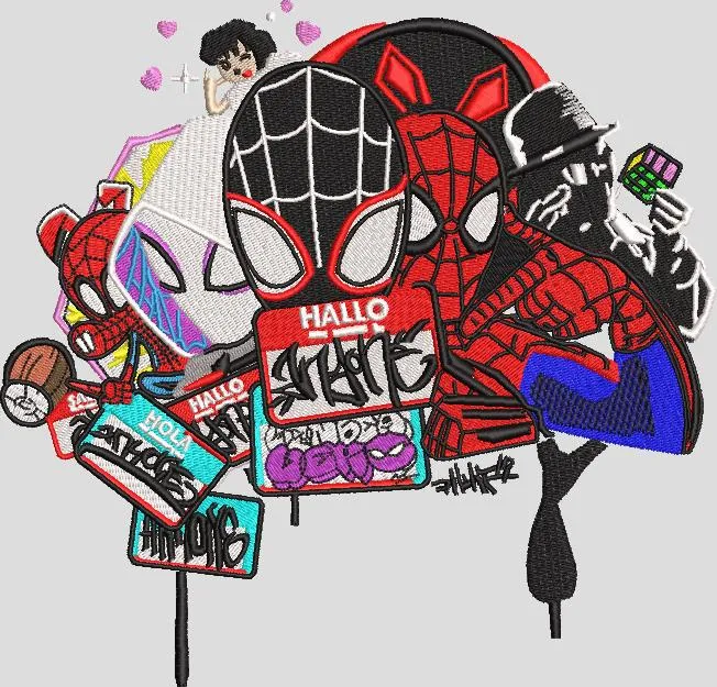 Alternative view of  Spider Verse Multiverse Collage Embroidery 