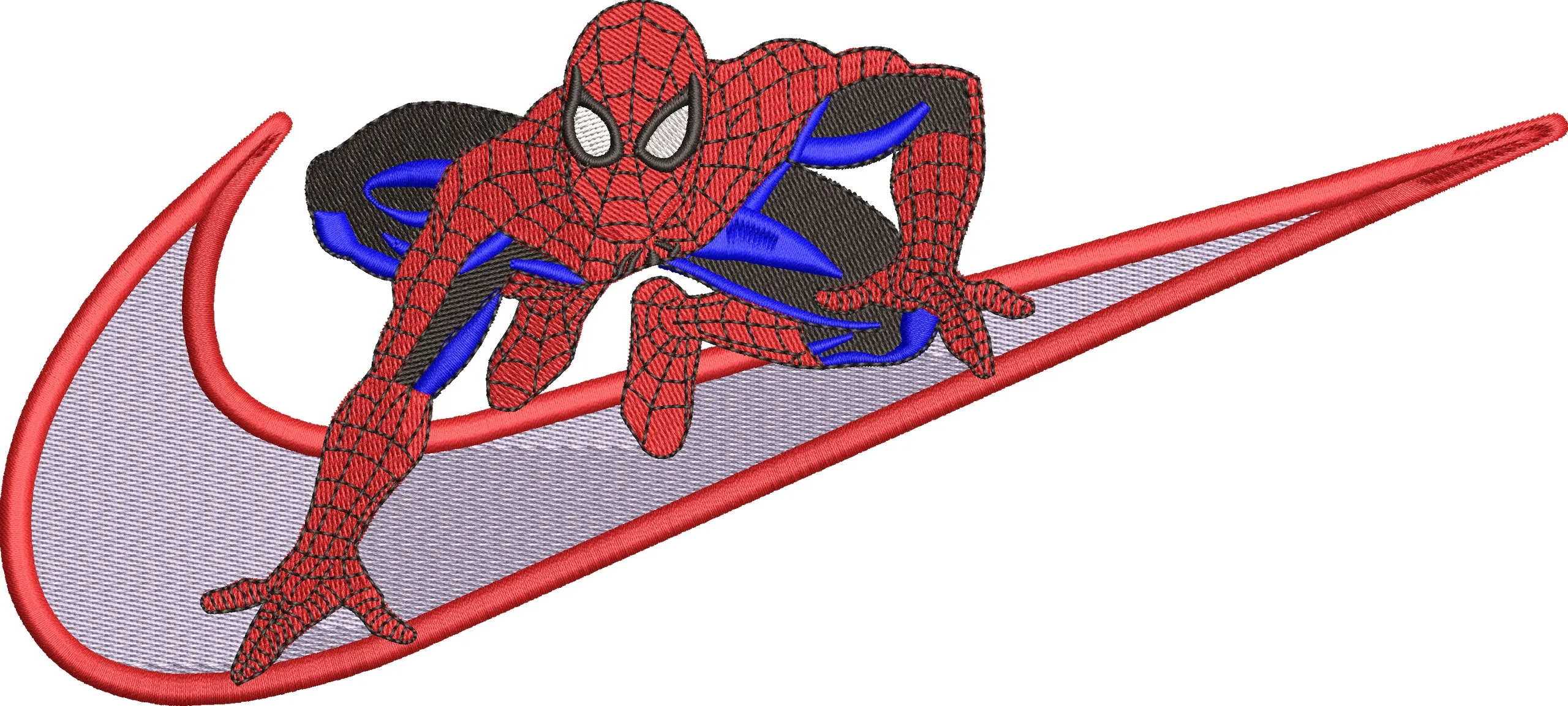 Alternative view of  Spiderman Crawling on Nike Swoosh 