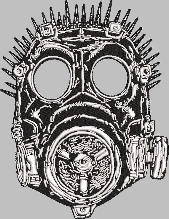 Alternative view of  Spiked Gas Mask Illustration 