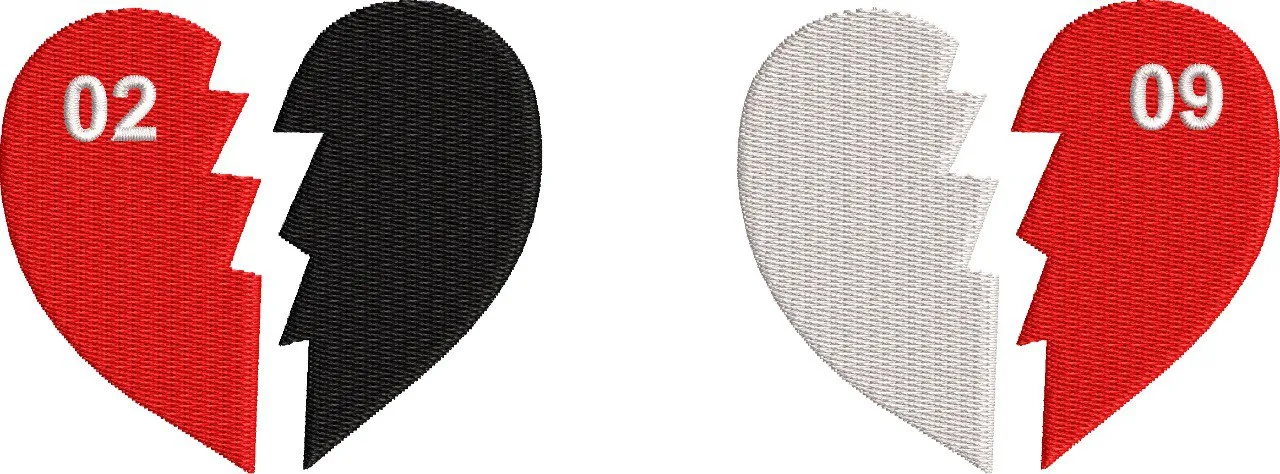 Alternative view of  Split Broken Heart Patch Set with Numbers 