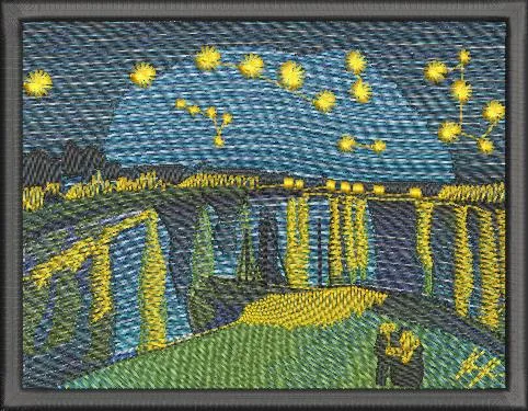 Alternative view of  Starry Night River Embroidery Style 