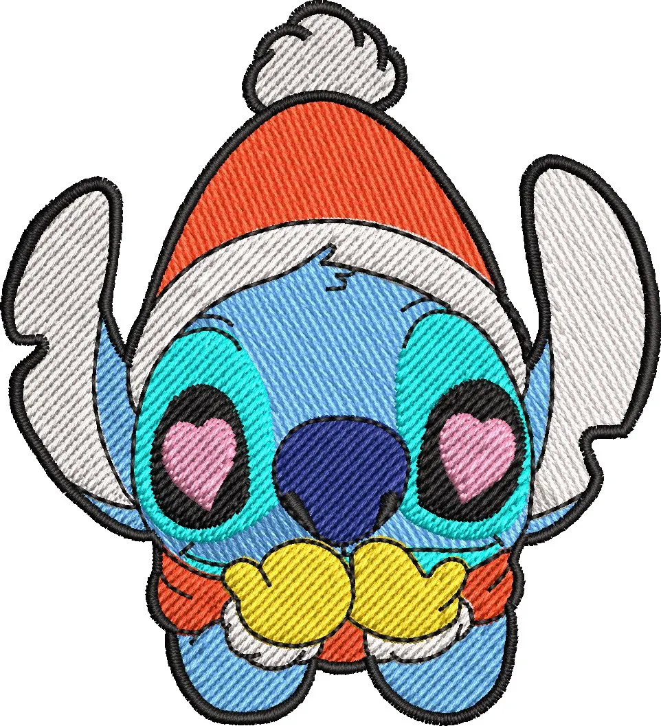 Alternative view of  Stitch with Santa Hat and Heart Eyes 