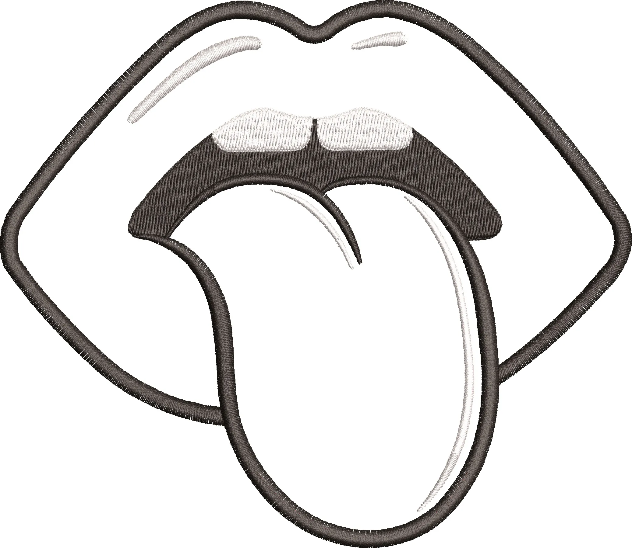 Alternative view of  Stylized Lips with Tongue Outlined Embroidery 