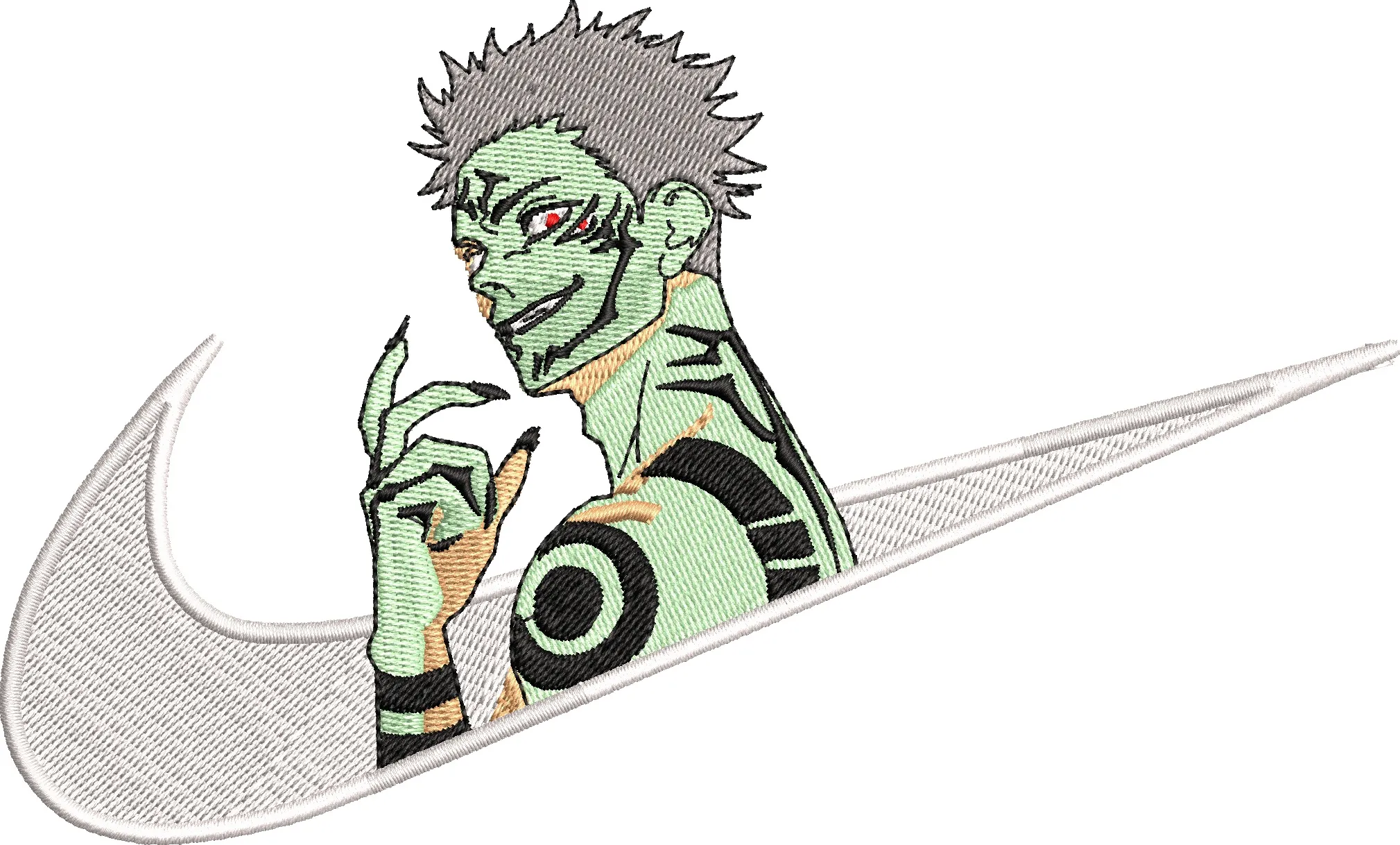 Alternative view of  Sukuna from Jujutsu Kaisen with Nike Swoosh 