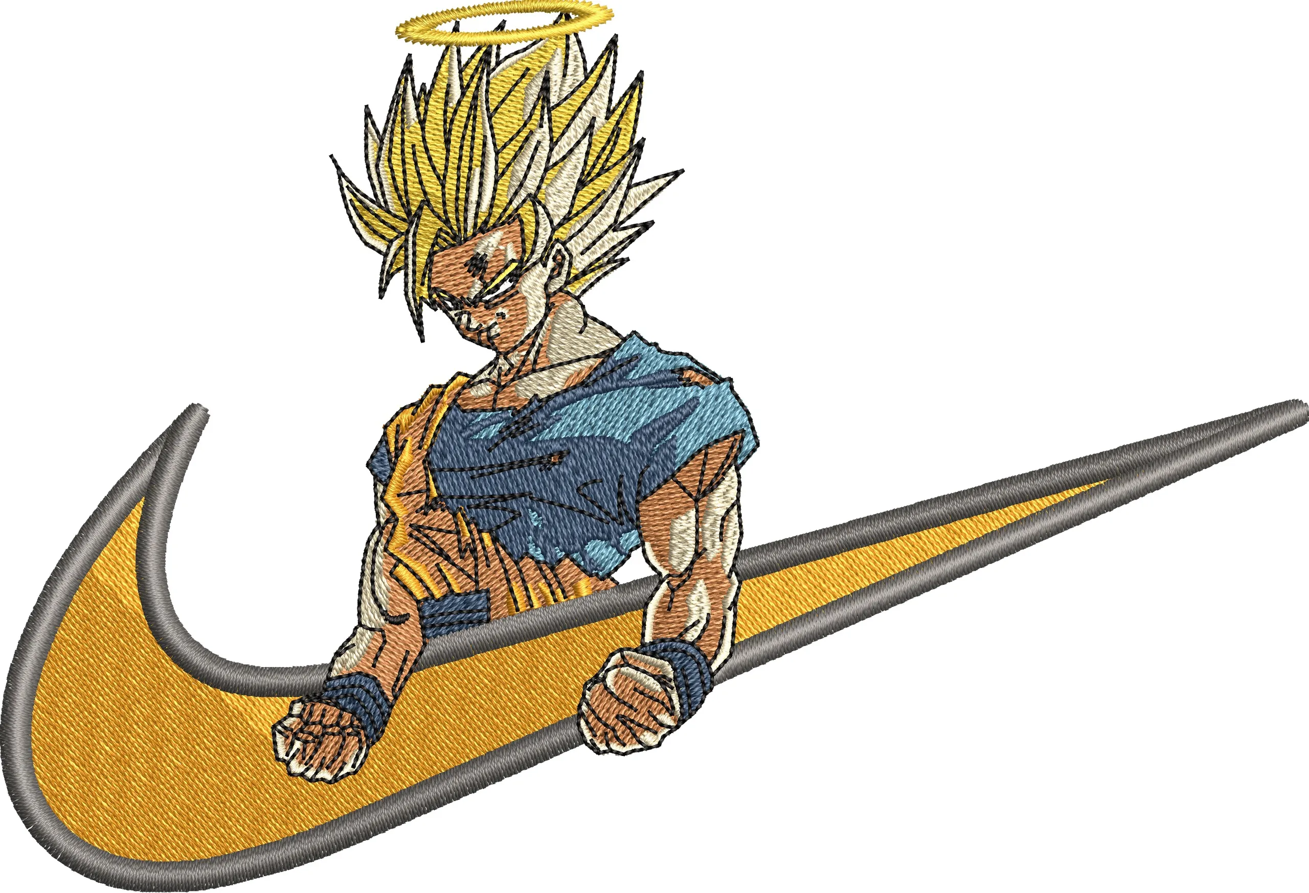 Alternative view of  Super Saiyan Goku with Nike Swoosh Halo 