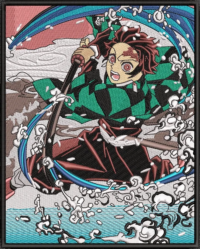 Alternative view of  Tanjiro Kamado Water Technique Demon Slayer Embroidery 
