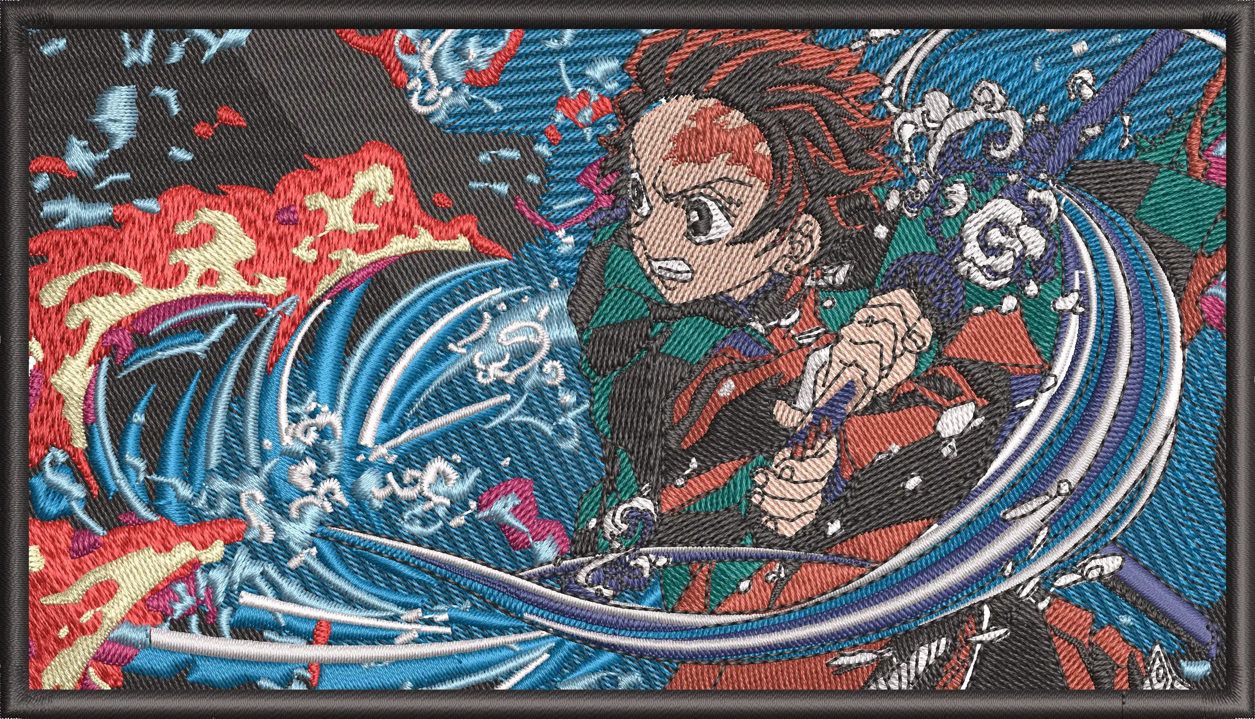 Alternative view of  Tanjiro Kamado Water and Flame Embroidery 
